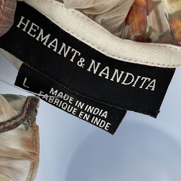 Hemant & Nandita Anthropologie Floral Smocked Waisted Long Sleeve Dress - Picture 11 of 13